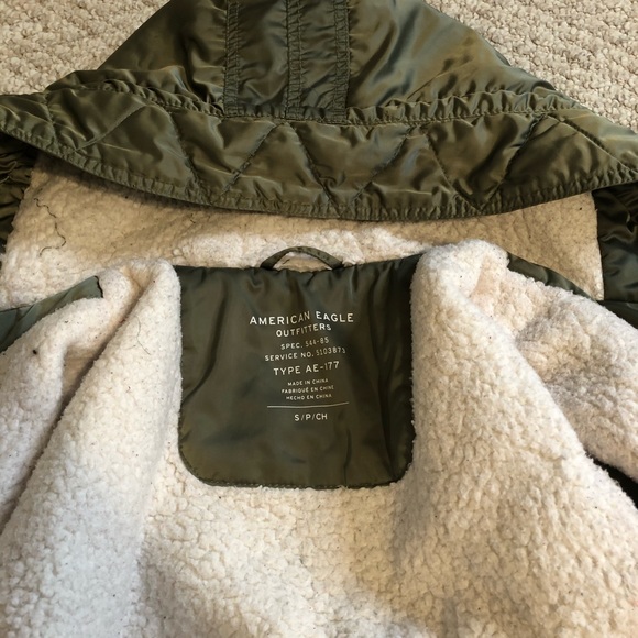 AE green winter utility jacket fleece hooded - Picture 5 of 7